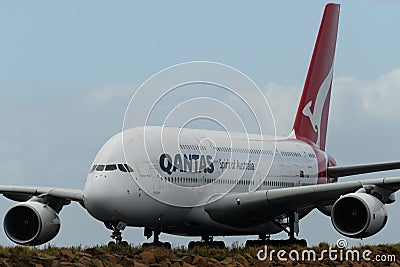 Qantas Airlines Airbus A380 after arriving in Sydney Editorial Stock Photo