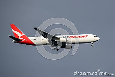 Qantas Airlines Boeing B767 Arriving at Sydney Airport Editorial Stock Photo