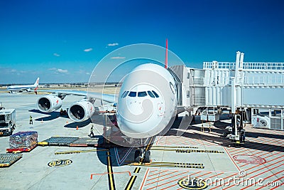 Qantas A380 at Melbourne Airport Australia Editorial Stock Photo