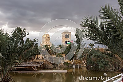 Qasr el Yahud near Jericho, according to tradition it is the place where the Israelites crossed the Jordan River where Jesus was Stock Photo