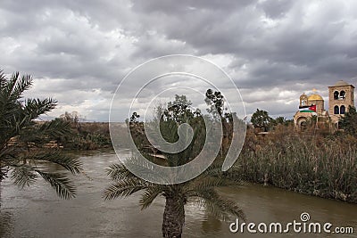 Qasr el Yahud near Jericho, according to tradition it is the place where the Israelites crossed the Jordan River where Jesus Stock Photo