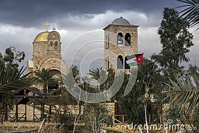 Qasr el Yahud near Jericho, according to tradition it is the place where the Israelites crossed the Jordan River where Jesus was Stock Photo