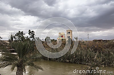 Qasr el Yahud near Jericho, according to tradition it is the place where the Israelites crossed the Jordan River where Jesus was Stock Photo