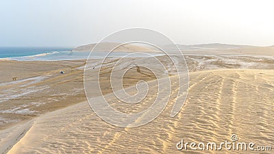 Qatar adventurous place khor al udeid ,sea line beach during sunset Stock Photo