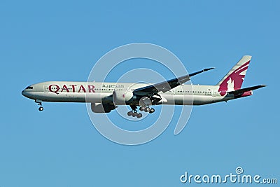 Qatar Airways Boeing 777 Landing Editorial Stock Photo