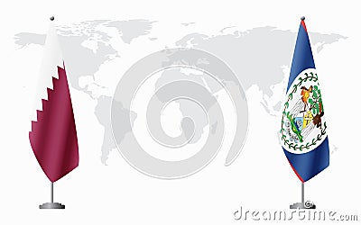 Qatar and Belize flags for official meeting Vector Illustration