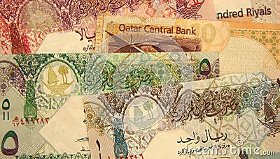 Qatar currency Stock Photo