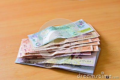 Qatar currency notes QR 500 to 5 one of the strongest currency in the world in the year 2/8/2019 Editorial Stock Photo