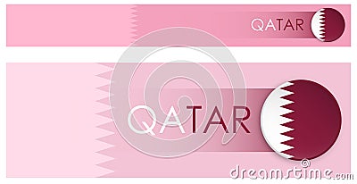 QATAR flag horizontal web banner in modern neomorphism style. Webpage QATAR country header button Vector Illustration