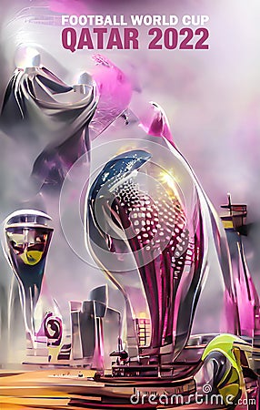 Qatar football world cup 2022 illustration poster Cartoon Illustration