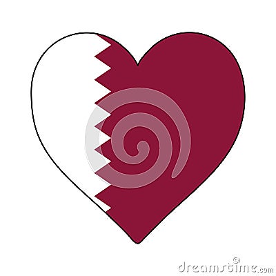 Qatar Heart Shape Flag. Love Qatar. Visit Qatar. Middle East. Western Asia. Asia. Vector Illustration Graphic Vector Illustration