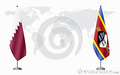 Qatar and Kingdom of eSwatini - Swaziland flags for offi Vector Illustration