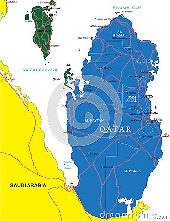Qatar map Vector Illustration