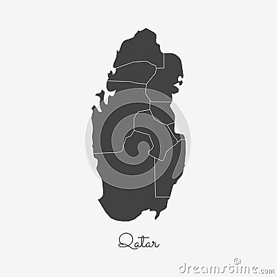 Qatar region map: grey outline on white. Vector Illustration