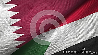 Qatar and Sudan two flags textile cloth, fabric texture Stock Photo
