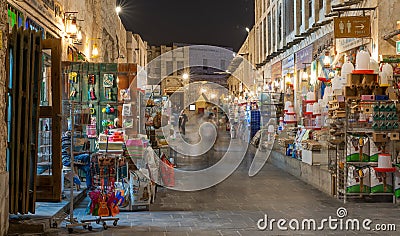 Qatar traditional market souq waqif at night .one of the important tourist destination in qatar Editorial Stock Photo