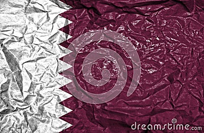 Qatar vintage flag on old crumpled paper background Stock Photo