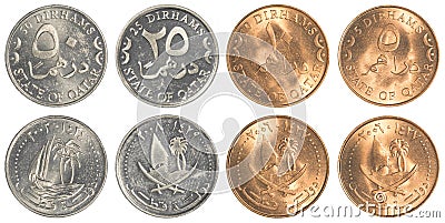 Qatari Dirham coins collection set Stock Photo