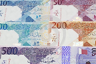 Qatari money a business background Stock Photo