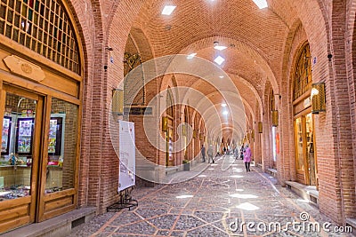 QAZVIN, IRAN - APRIL 5, 2018: Interior of Sa'd al-Saltaneh Caravanserai turned into bazaar in Qazvin, Ir Editorial Stock Photo