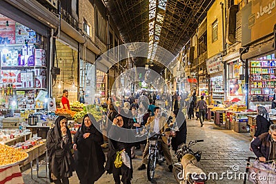 QAZVIN, IRAN - APRIL 5, 2018: People in the Covered bazaar in Qazvin, Ir Editorial Stock Photo