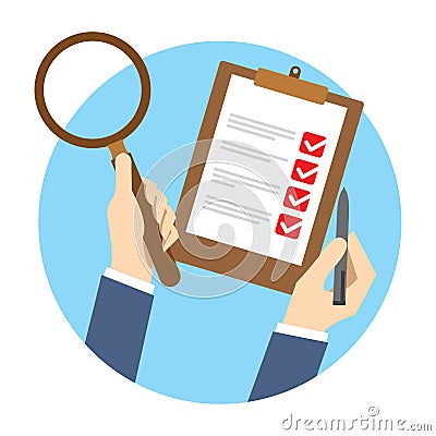 Qc quality control check Vector Illustration