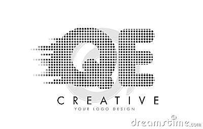 QE Q E Letter Logo with Black Dots and Trails. Vector Illustration
