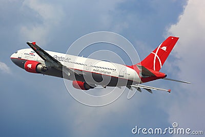 Qeshm Airlines Airbus A300-600 EP-FQN taking off at Sheremetyevo international airport. Editorial Stock Photo