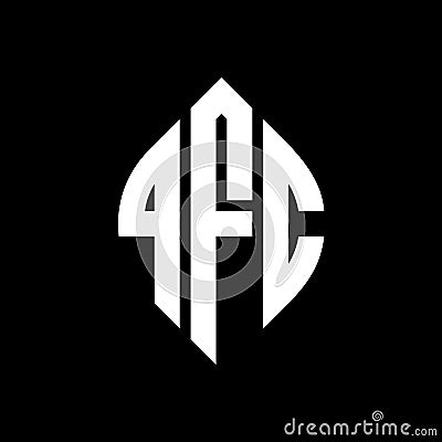 QFC circle letter logo design with circle and ellipse shape. QFC ellipse letters with typographic style. The three initials form a Vector Illustration