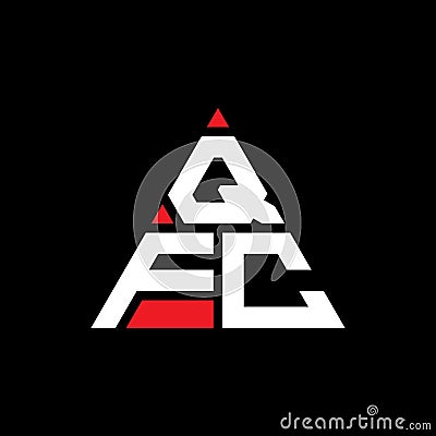 QFC triangle letter logo design with triangle shape. QFC triangle logo design monogram. QFC triangle vector logo template with red Vector Illustration