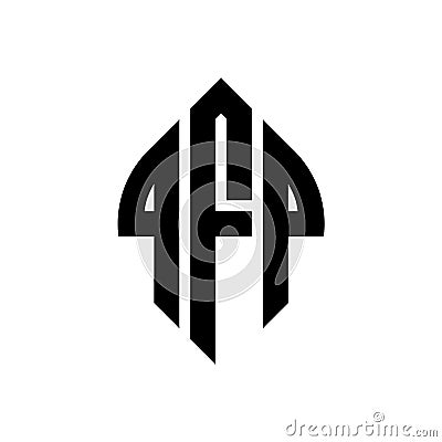 QFP circle letter logo design with circle and ellipse shape. QFP ellipse letters with typographic style. The three initials form a Vector Illustration