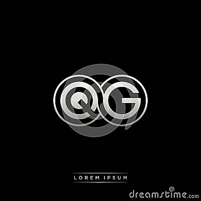 QG initial letter linked circle capital monogram logo modern template silver color version Vector Illustration