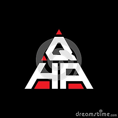 QHA triangle letter logo design with triangle shape. QHA triangle logo design monogram. QHA triangle vector logo template with red Vector Illustration