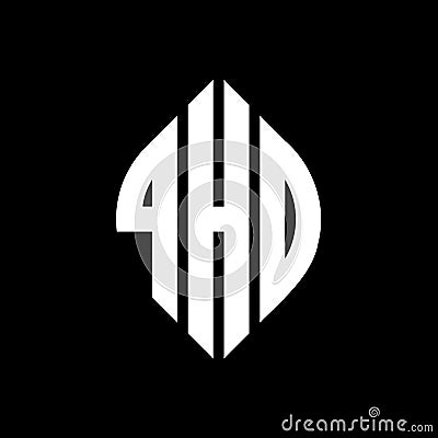 QHD circle letter logo design with circle and ellipse shape. QHD ellipse letters with typographic style. The three initials form a Vector Illustration