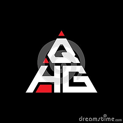 QHG triangle letter logo design with triangle shape. QHG triangle logo design monogram. QHG triangle vector logo template with red Vector Illustration