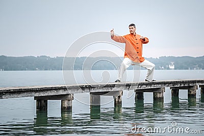 Qi-Gong early morning Stock Photo