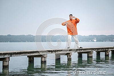 Qi-Gong early morning Stock Photo
