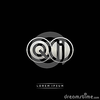 QI initial letter linked circle capital monogram logo modern template silver color version Vector Illustration