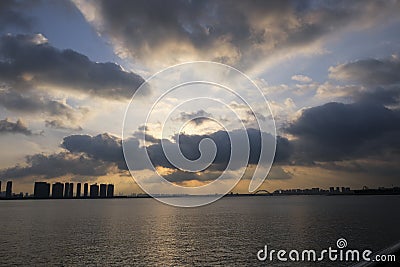 Qiantang River city sky cloud Editorial Stock Photo