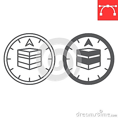 Qibla line and glyph icon Vector Illustration