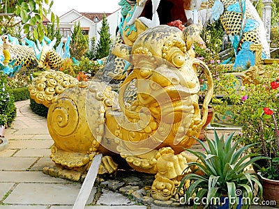 Qilin asian colorful mythological statue Stock Photo