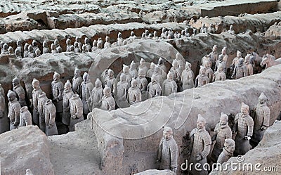 Qin dynasty Terracotta Army, Xian (Sian), China Editorial Stock Photo