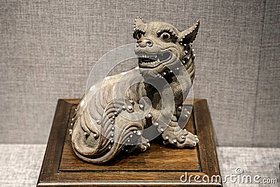 Qing Dynasty ceramic art, Su fetal `double tail bear` Editorial Stock Photo