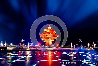 Qingdao, China, 06-08-2016. 4th May square (Wu Si Guangchang) Editorial Stock Photo