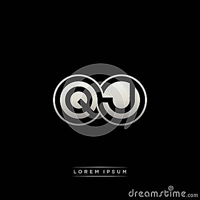 QJ initial letter linked circle capital monogram logo modern template silver color version Vector Illustration