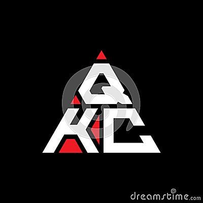 QKC triangle letter logo design with triangle shape. QKC triangle logo design monogram. QKC triangle vector logo template with red Vector Illustration