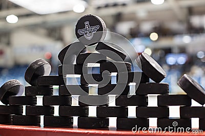 QMJHL Memorial Cup Pucks Editorial Stock Photo