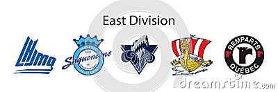 QMJHL, Quebec Major Junior Hockey League, East Division, Eastern Conference, season 2022-2023. Quebec Remparts, Rimouski Oceanic, Vector Illustration