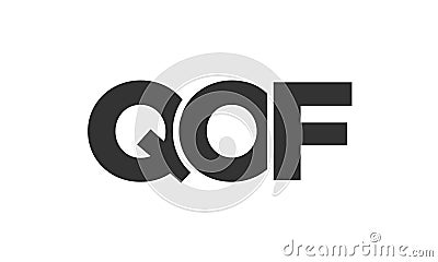 QOF logo design template with strong and modern bold text. Initial based vector logotype featuring simple and minimal typography. Vector Illustration