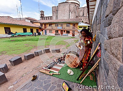 Qorikancha- The Inca temple of the sun -view from the outside Cusco -Peru 93 Editorial Stock Photo
